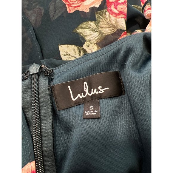 Lulus Secret Romance Floral Print High-Low Maxi Dress Womens S Dark Green NEW - Picture 5 of 11